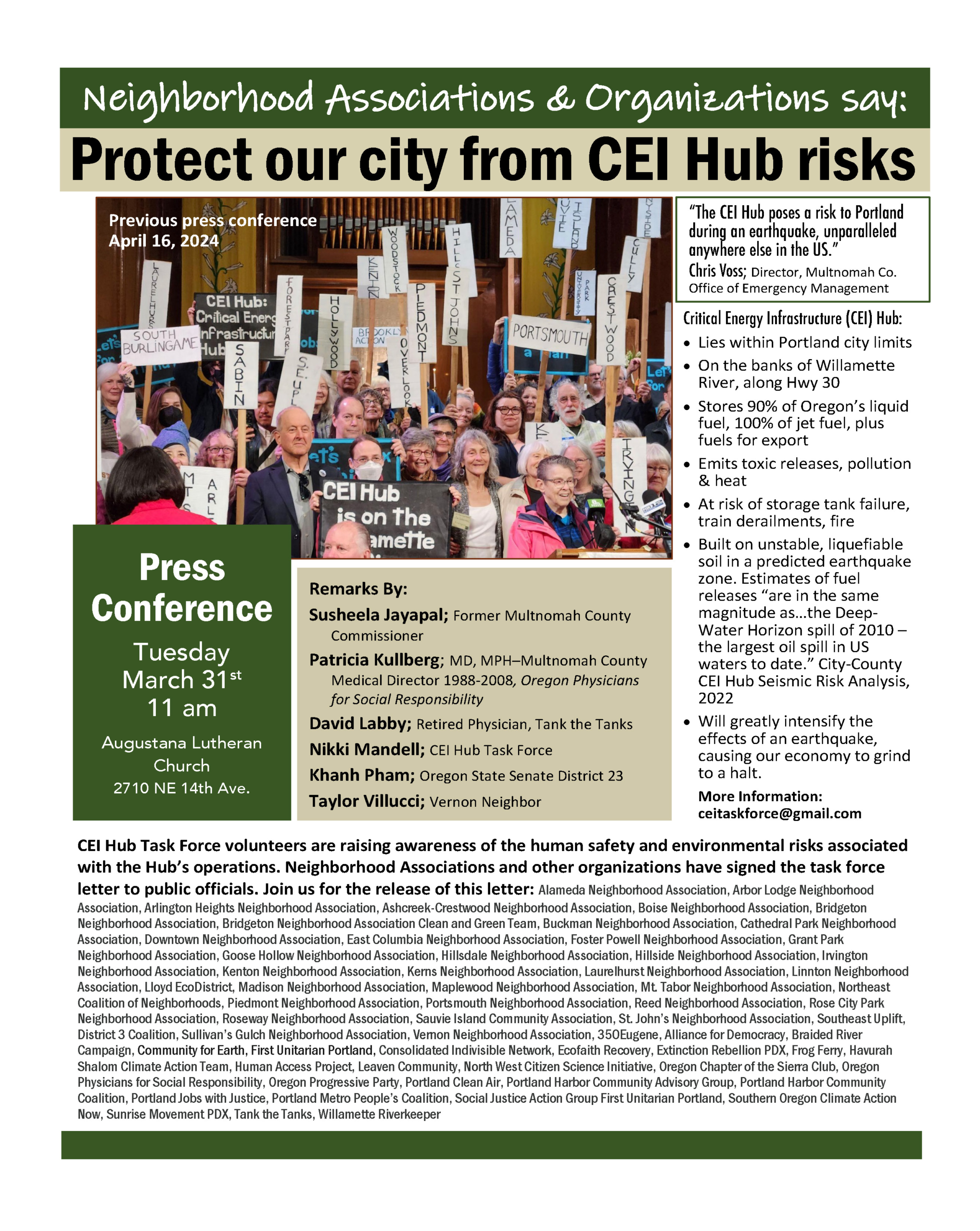 Save the date: Press Conference to announce delivery of CEI Hub letter – March 30th @ 11am