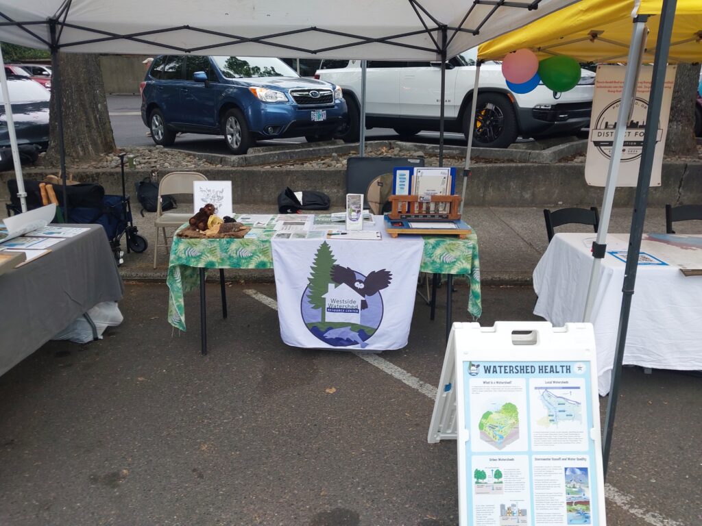 The Westside Watershed booth freshly set up for the day